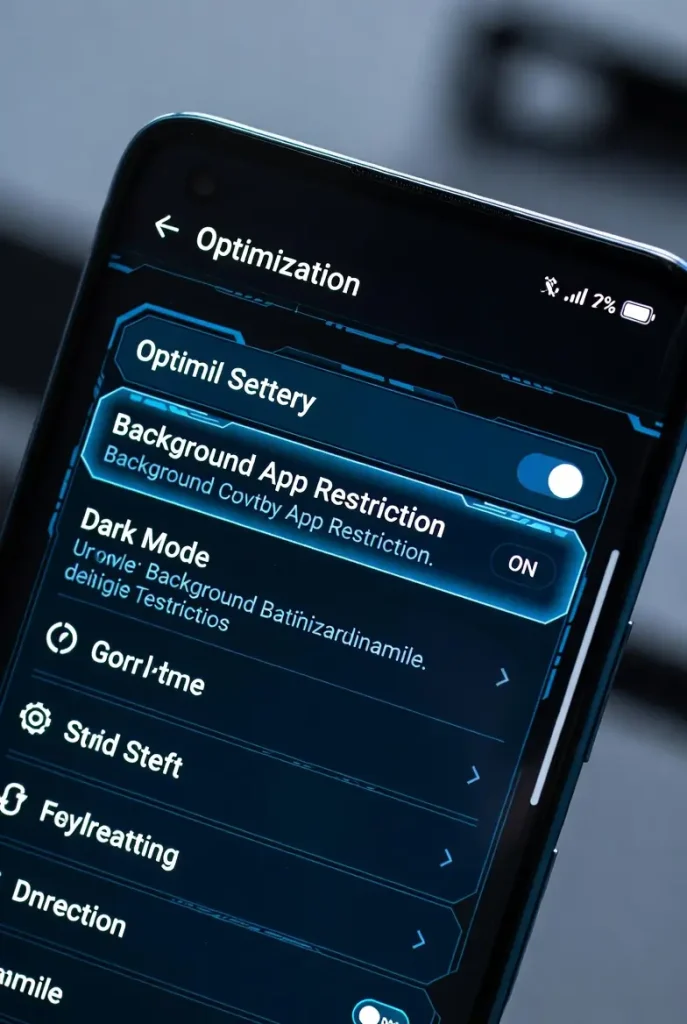 Advanced battery optimization settings on smartphone for better performance