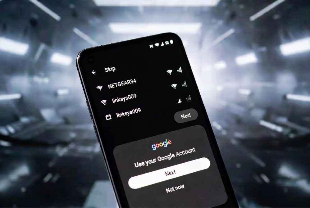 Step by step Android phone setup guide showing smartphone initial configuration process