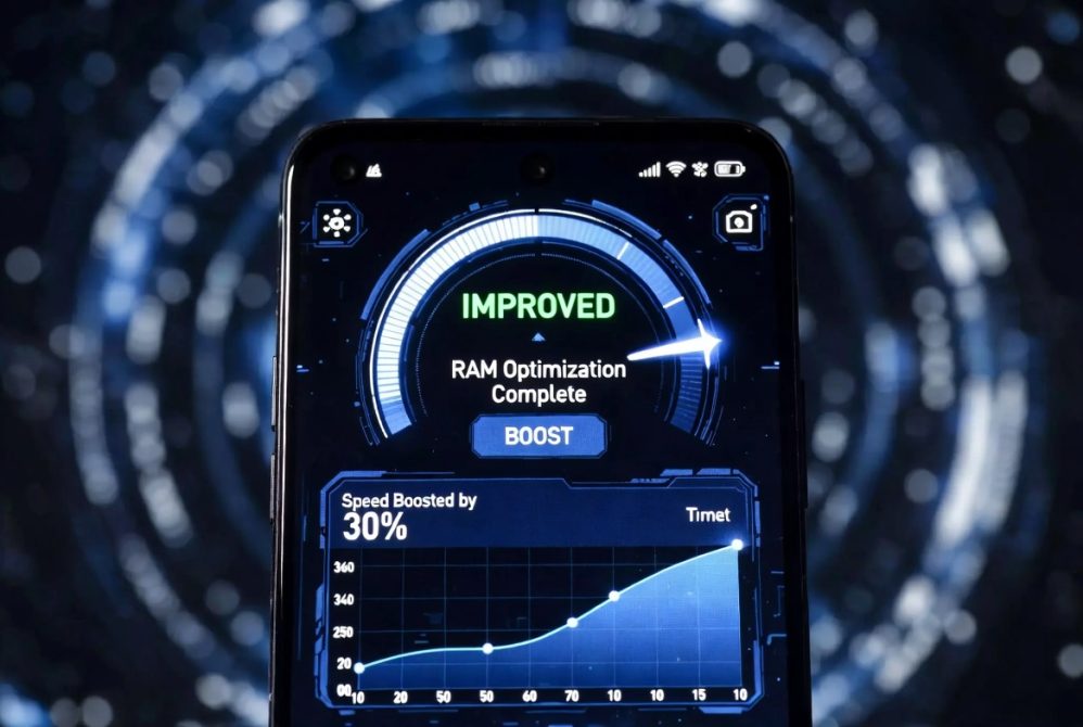 Android RAM optimization dashboard improving phone speed and responsiveness
