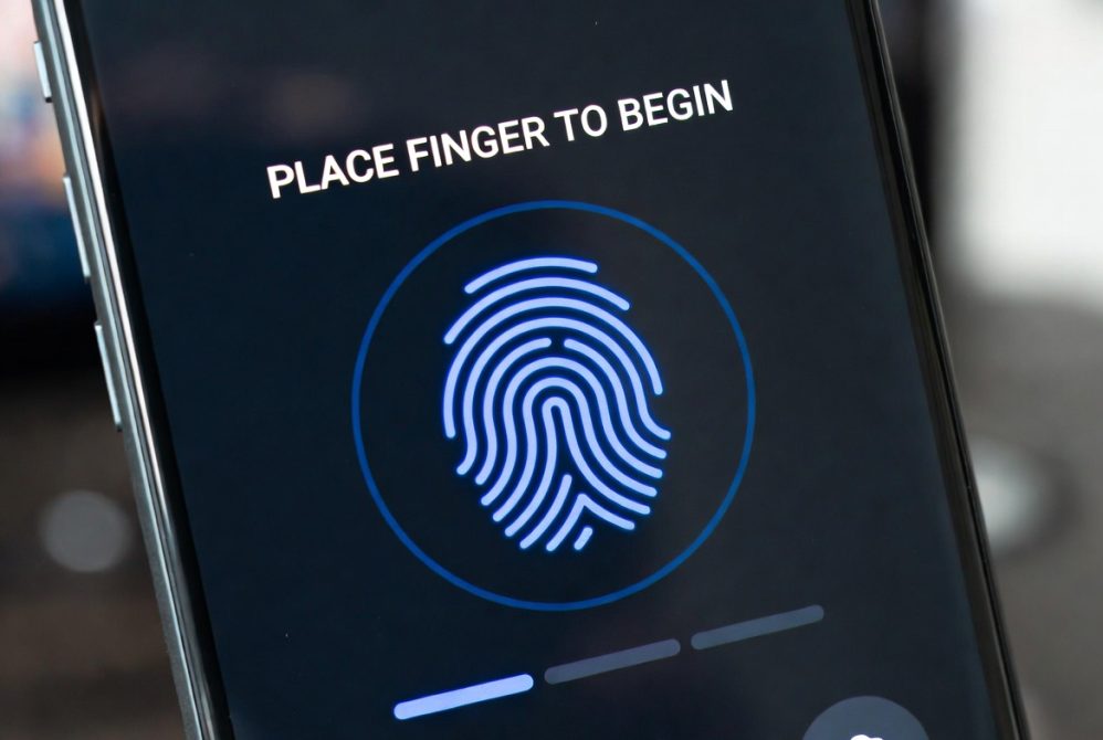 Fingerprint unlock setup screen on Android smartphone