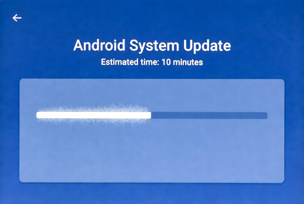 Android system update installation in progress screen