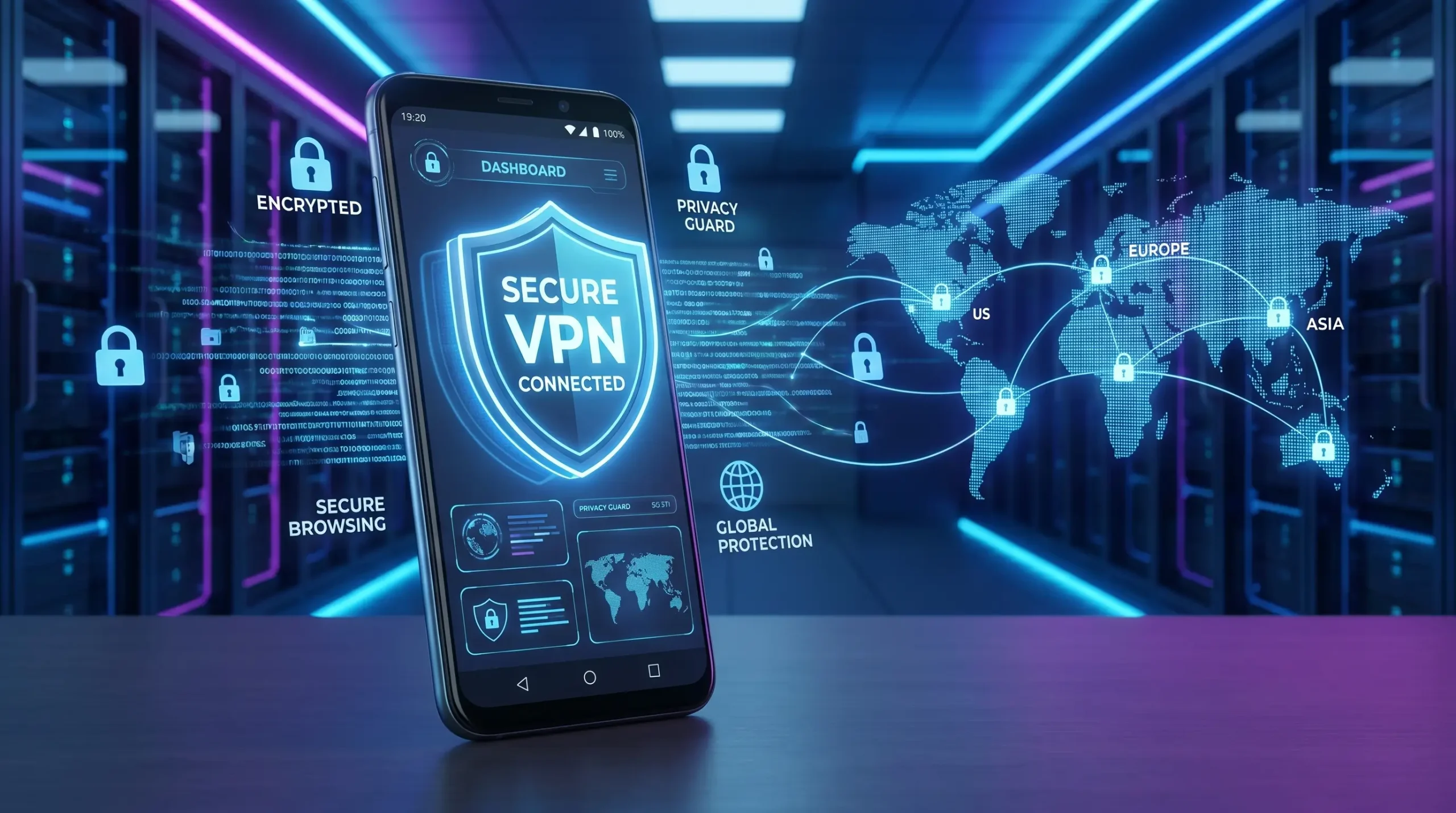 Best Free VPN Apps for Android in 2026 showing secure mobile browsing, VPN protection, and online privacy features.