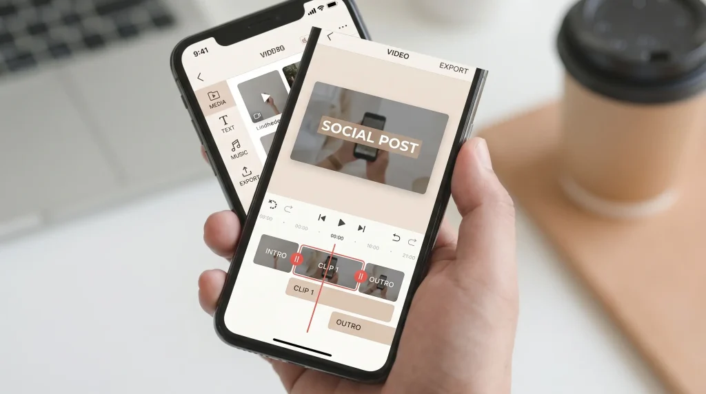 Beginner-friendly mobile video editing application for social media content.